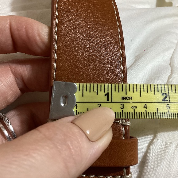 Talbots Womens Genuine Leather Belt Size L Tan Brown Minimalist Workwear Classic - Picture 10 of 16